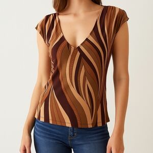 90s Vintage Express Y2K Retro Top Size M Groovy Swirl